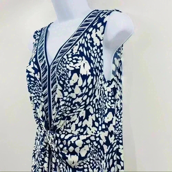 Apt.9 Women's Animal Print Navy White Cinched Waist Sleeveless Dress Size M NWT - Picture 4 of 7